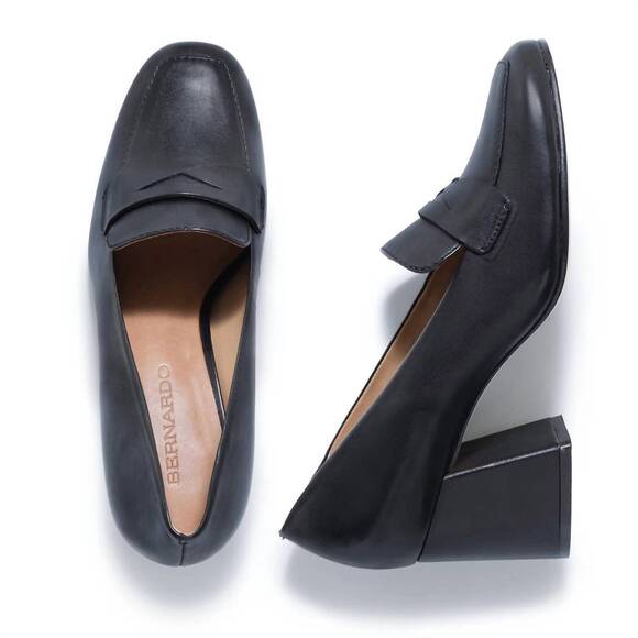 NEW BERNARDO women's nessa block heel loafer in black - Picture 3 of 6
